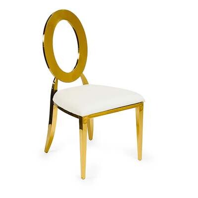 STAINLESS STEEL MODERN OVAL TOP AVA DINING EVENT CHAIR - GOLD