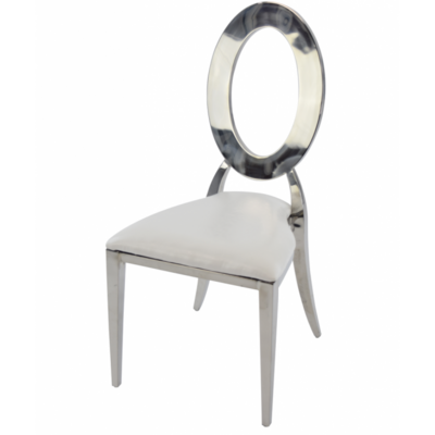 STAINLESS STEEL MODERN OVAL TOP AVA DINING EVENT CHAIR - SILVER