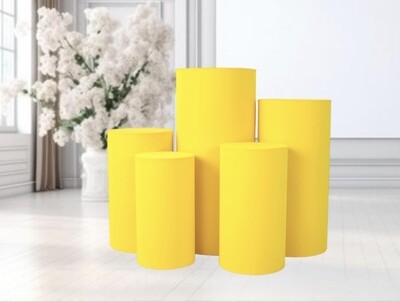 Spandex Pillar Covers for Metal Cylinder Pedestal Stands 5 pcs/set Yellow