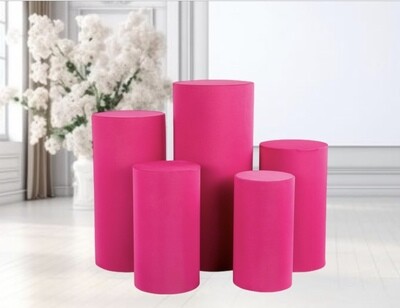Spandex Pillar Covers for Metal Cylinder Pedestal Stands 5 pcs/set Fuchsia ( Magenta)