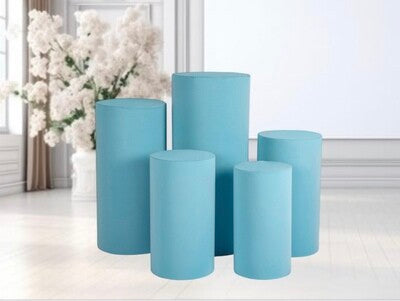 Spandex Pillar Covers for Metal Cylinder Pedestal Stands 5 pcs/set Baby Blue