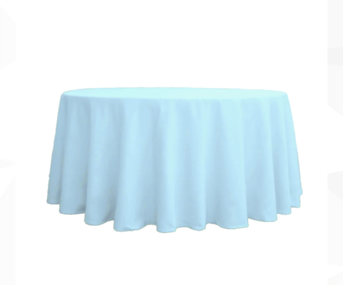 Polyester 120" Round Tablecloth - Baby Blue