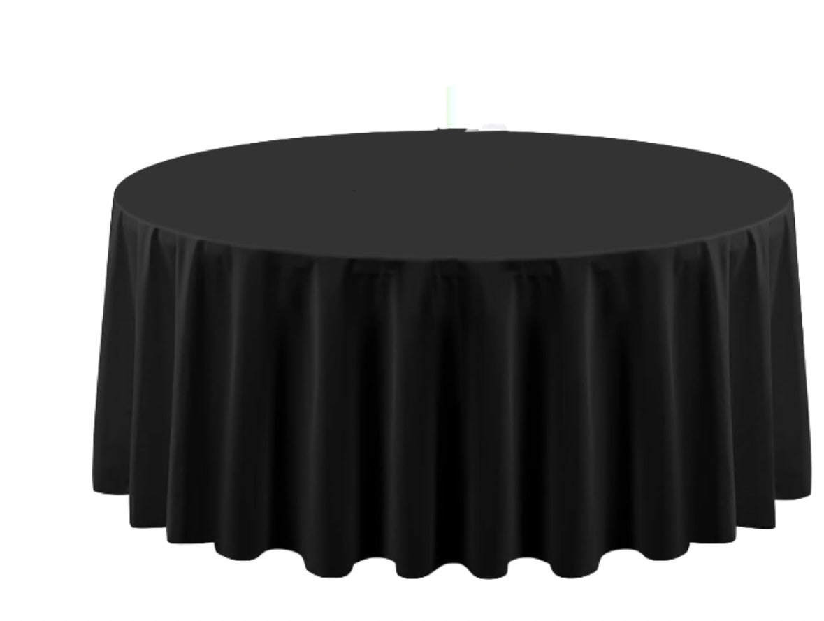 Polyester 120" Round Tablecloth - Black