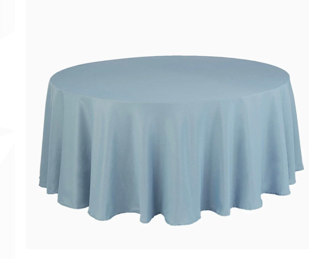 Polyester 120" Round Tablecloth - Dusty Blue