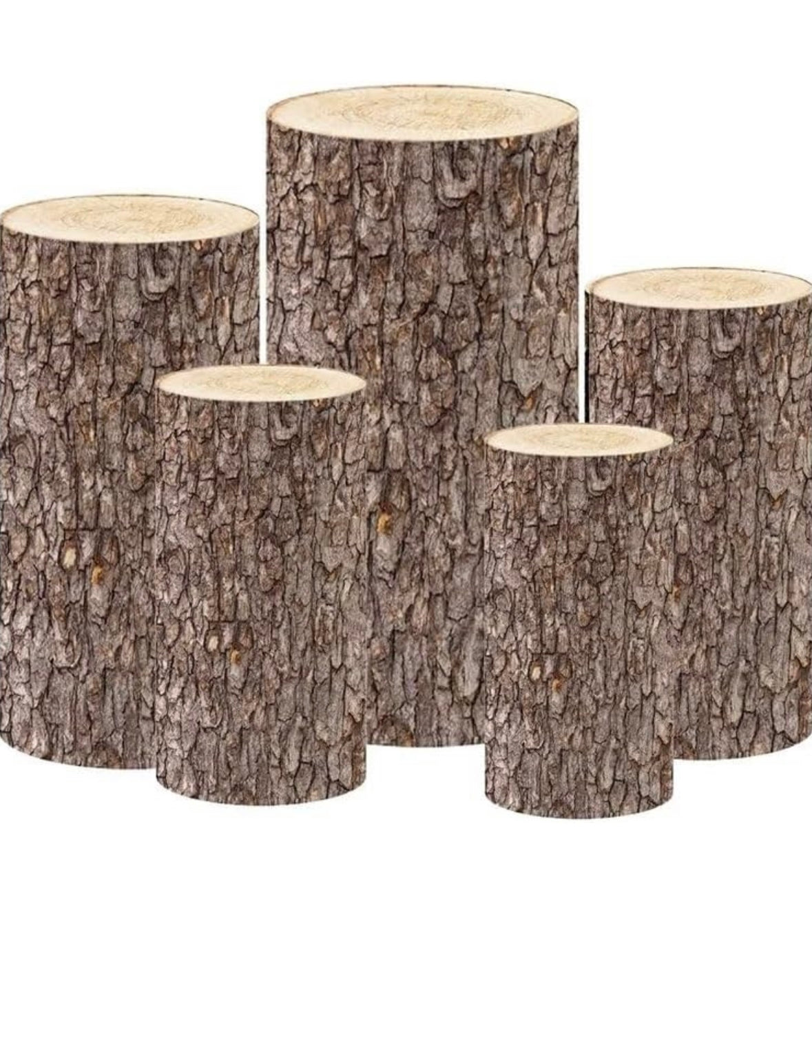 Wood Spandex Pillar Covers with string for Metal Cylinder Pedestal Stands 5 pcs/set Yellow