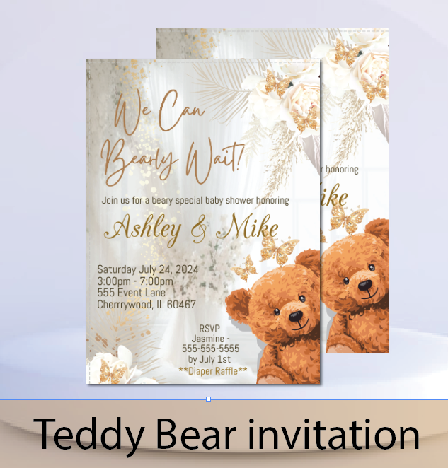 Teddy Bear invitation- INSTANT DOWNLOAD
