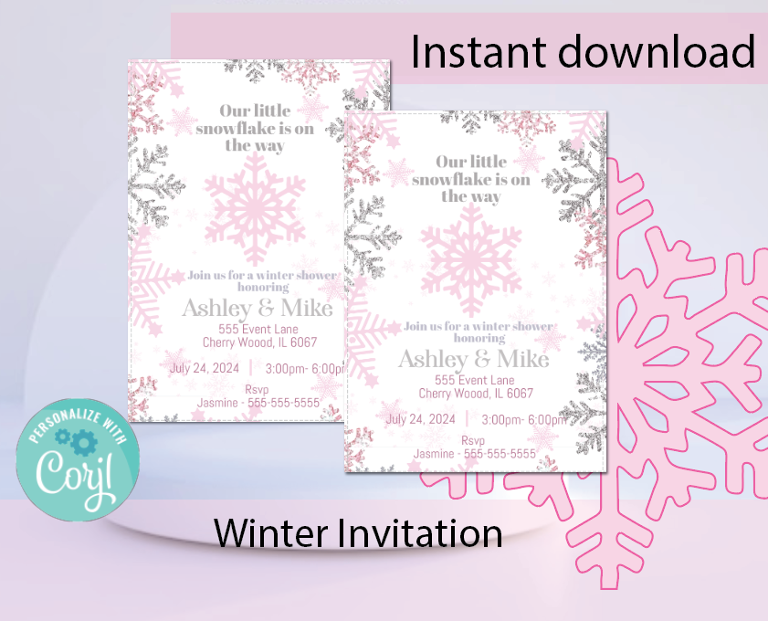 Winter wonderland invitation- INSTANT DOWNLOAD