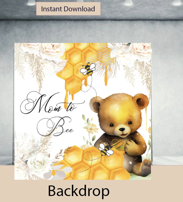 Bee with teddy bear backdrop - Digital Download - Instant download