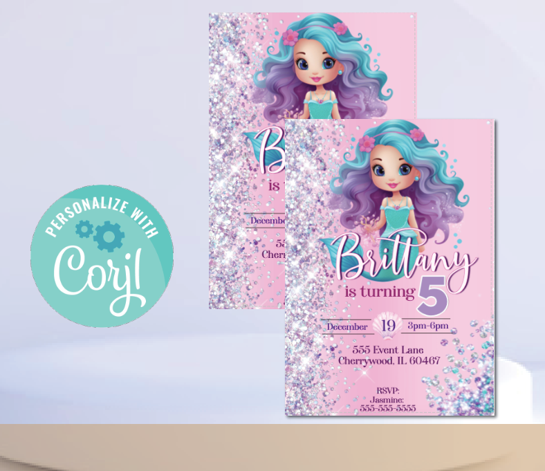 Mermaid invitation - girl INSTANT DOWNLOAD