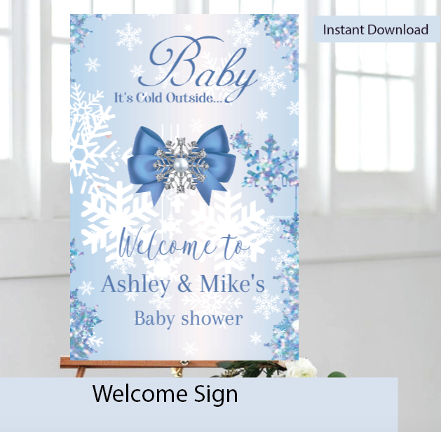 Winter wonderland welcome sign- Blue