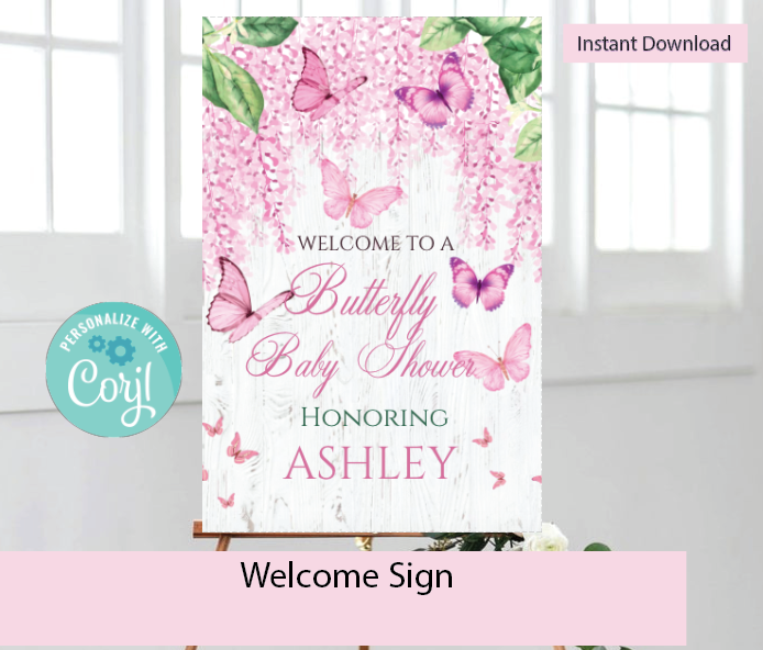 Butterfly -Garden- Welcome sign- - INSTANT DOWNLOAD