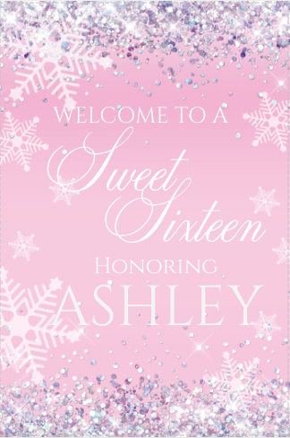 Winter wonderland welcome sign- Pink Sparkle