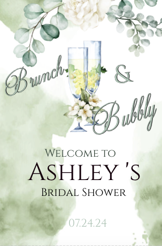 Brunch & Bubbly - Sage- Welcome sign- INSTANT DOWNLOAD