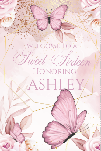 Butterfly - Blush/Rose- Welcome sign- - INSTANT DOWNLOAD