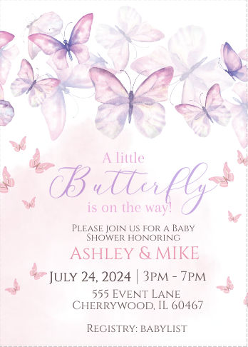 Butterfly- - Purple Fade- Invitation- - INSTANT DOWNLOAD