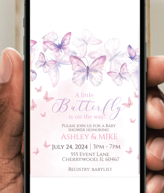 Butterfly- - Purple Fade- Invitation- - INSTANT DOWNLOAD