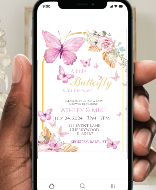 Butterfly- Boho pink- Invitation- - INSTANT DOWNLOAD