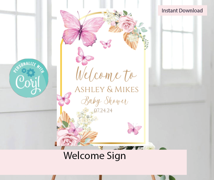Butterfly -Boho- Welcome sign- - INSTANT DOWNLOAD