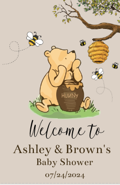 Winnie the Pooh - Welcome Sign - brown- Sitting- - INSTANT DOWNLOAD