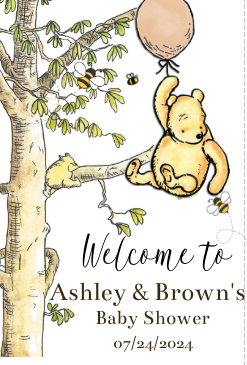 Winnie the Pooh - Welcome Sign -with balloon -white- - INSTANT DOWNLOAD