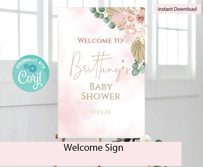 Boho welcome sign- Pink -- - INSTANT DOWNLOAD