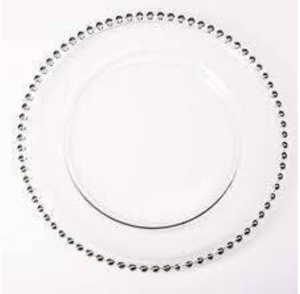 Silver beaded charger plates