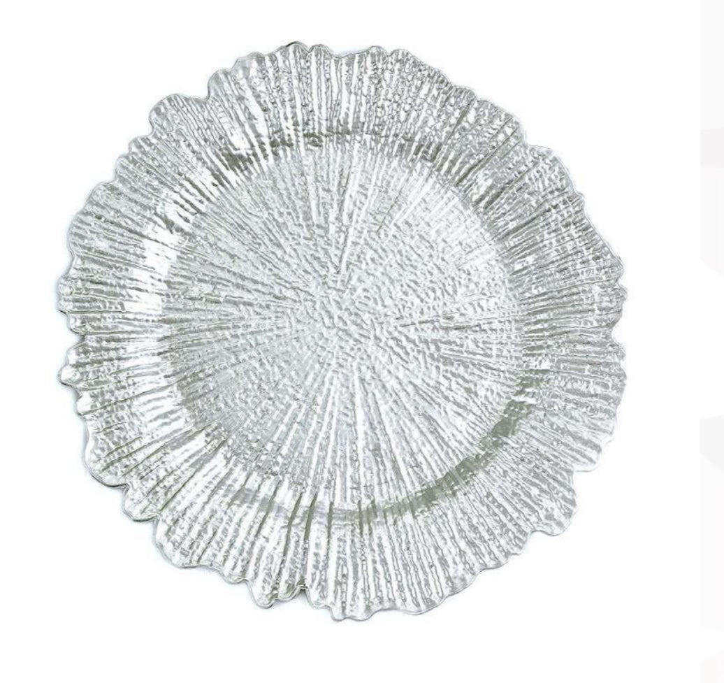 Reef Acrylic Plastic Charger Plate -Silver