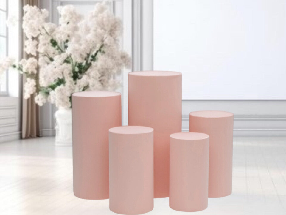 Spandex Pillar Covers for Metal Cylinder Pedestal Stands 5 pcs/set - Blush