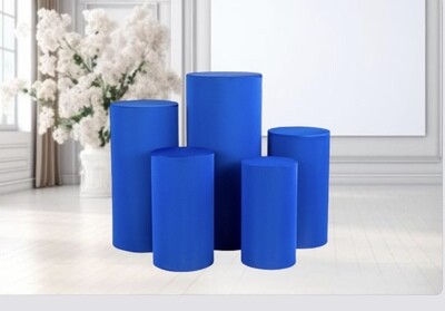 Spandex Pillar Covers for Metal Cylinder Pedestal Stands 5 pcs/set -Royal Blue