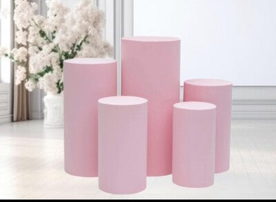 Spandex Pillar Covers for Metal Cylinder Pedestal Stands 5 pcs/set -Pink