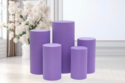 Spandex Pillar Covers for Metal Cylinder Pedestal Stands 5 pcs/set - Lavender