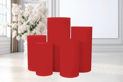 Spandex Pillar Covers for Metal Cylinder Pedestal Stands 5 pcs/set -Red