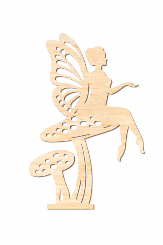 Fairy with mushroom-Wood- 3 days TURN AROUND { PICK UP ONLY}