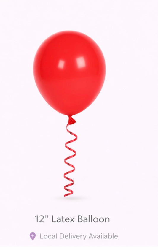 12-Inch Latex Balloon – Red-balloons - 50 pack /100 pack or  Helium Fill Available