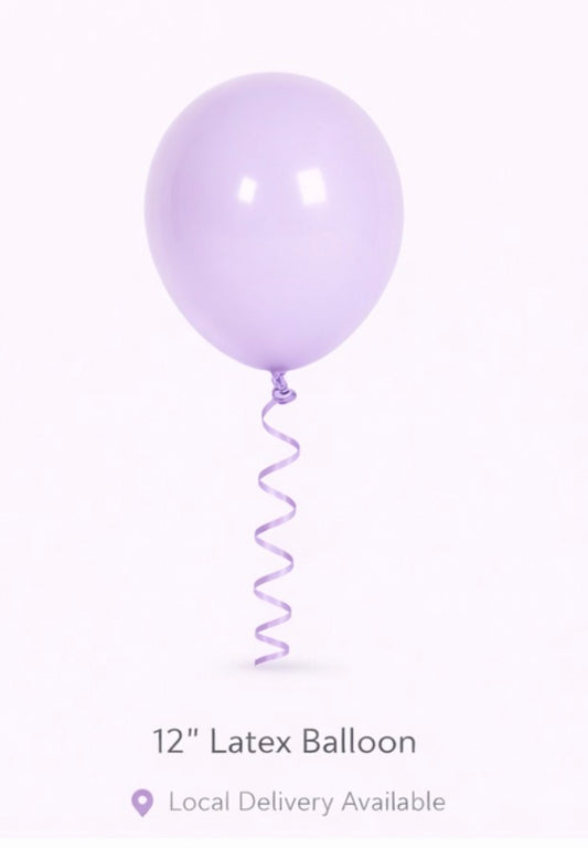 12” & 5” Latex Balloon –  Macaron Purple - (12” balloon -Helium available)