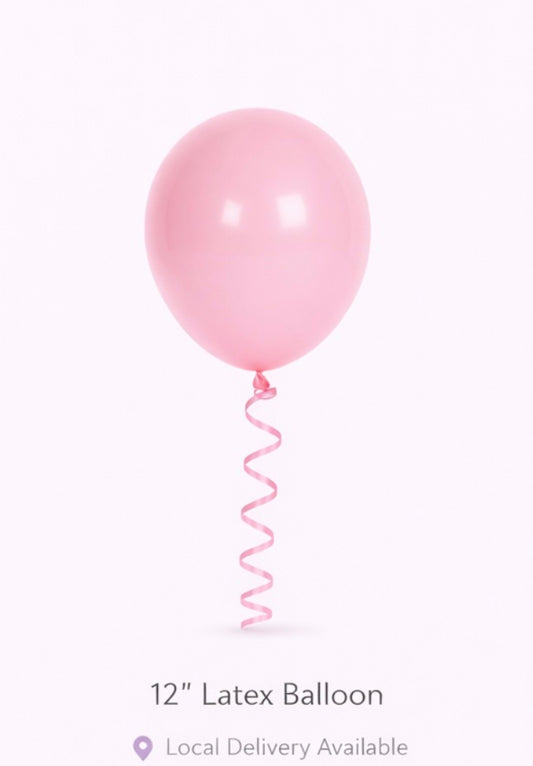 12” & 5” Latex Balloon –  Standard Baby Pink - (12” balloon -Helium available)