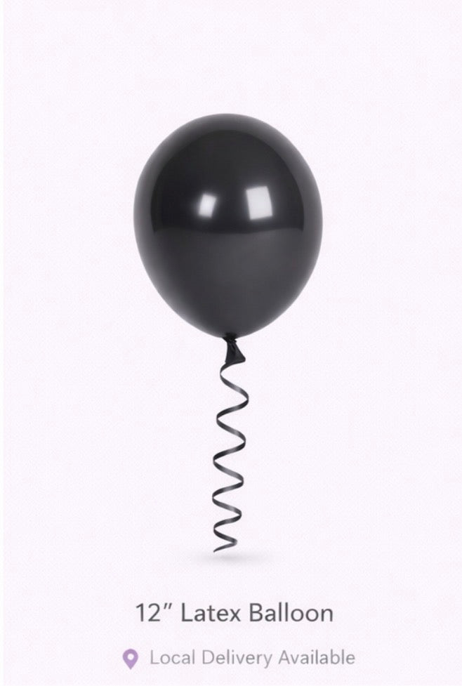 12” & 5” Latex Balloon –Standard Black- Balloons -Helium available)