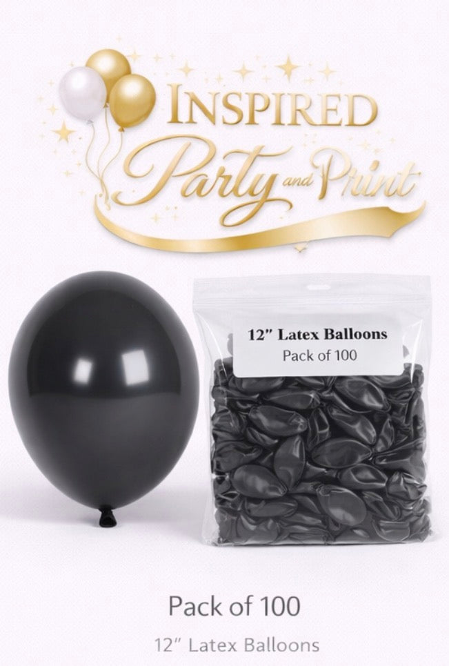 12” & 5” Latex Balloon –Standard Black- Balloons -Helium available)