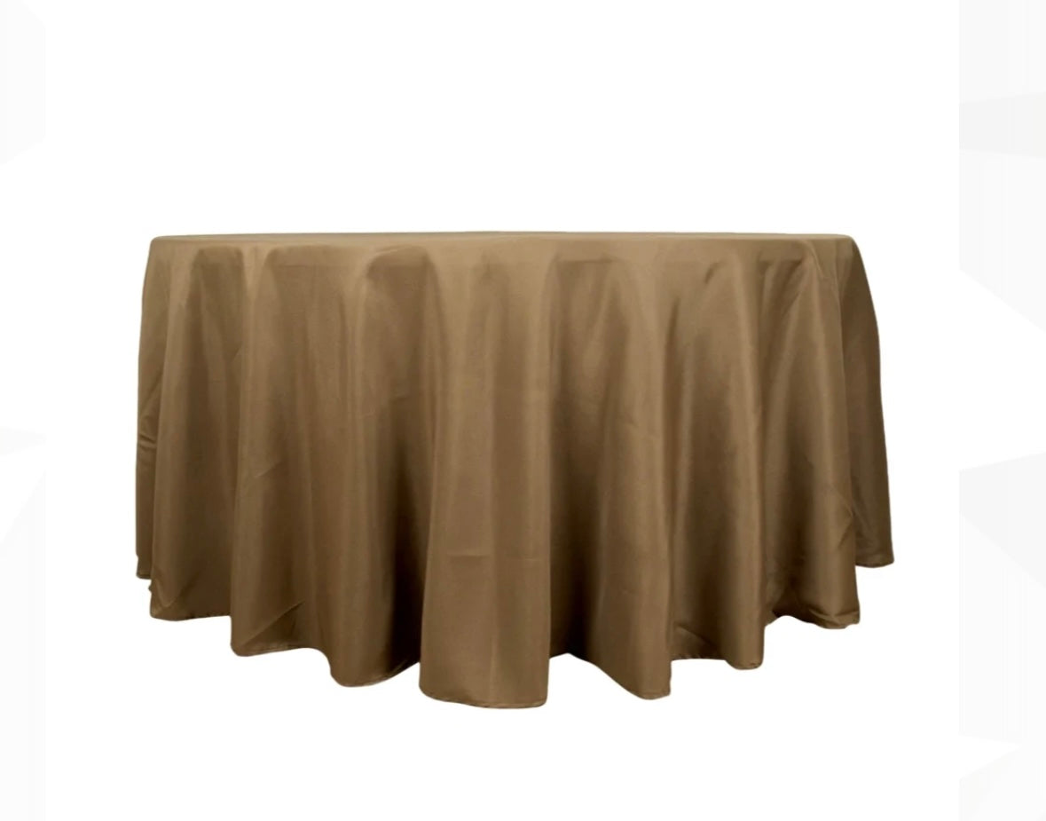 Polyester 120" Round Tablecloth -Light Brown