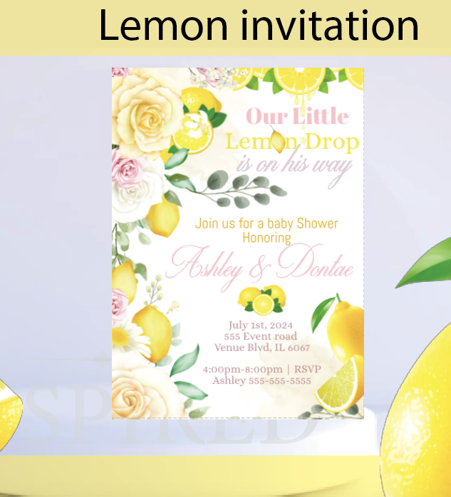 lemon Invitation- Pink invitation