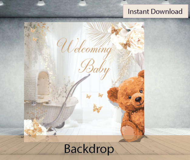 Teddy bear Backdrop - INSTANT DOWNLOAD