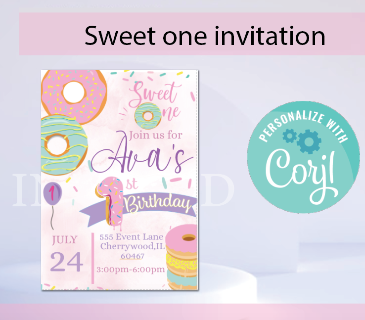 Sweet one- invitation- INSTANT DOWNLOAD