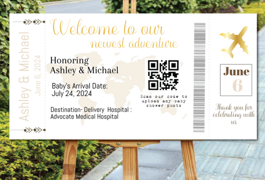 Airplane Ticket Welcome sign- INSTANT DOWNLOAD