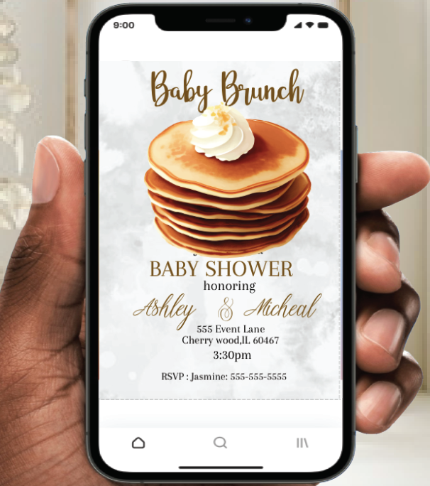 Baby brunch invitation -Pancakes- INSTANT DOWNLOAD