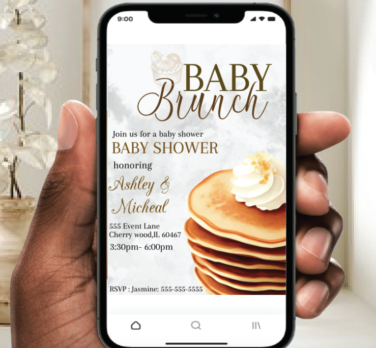 Baby brunch invitation -Pancakes side- INSTANT DOWNLOAD