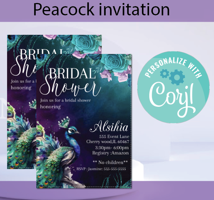 Peacock- invitation- INSTANT DOWNLOAD