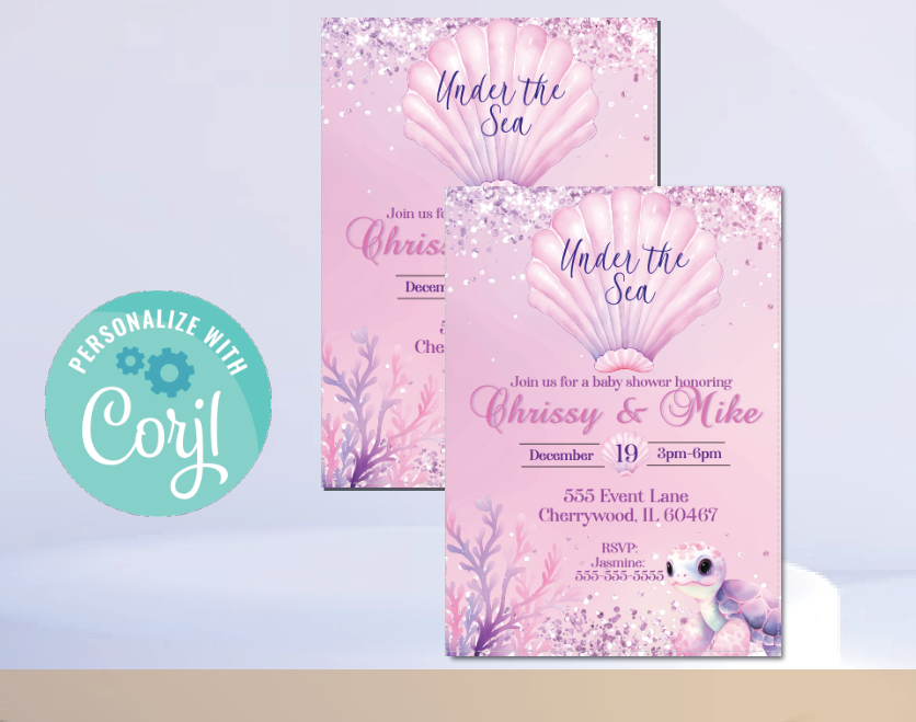 Mermaid invitation -pink- INSTANT DOWNLOAD