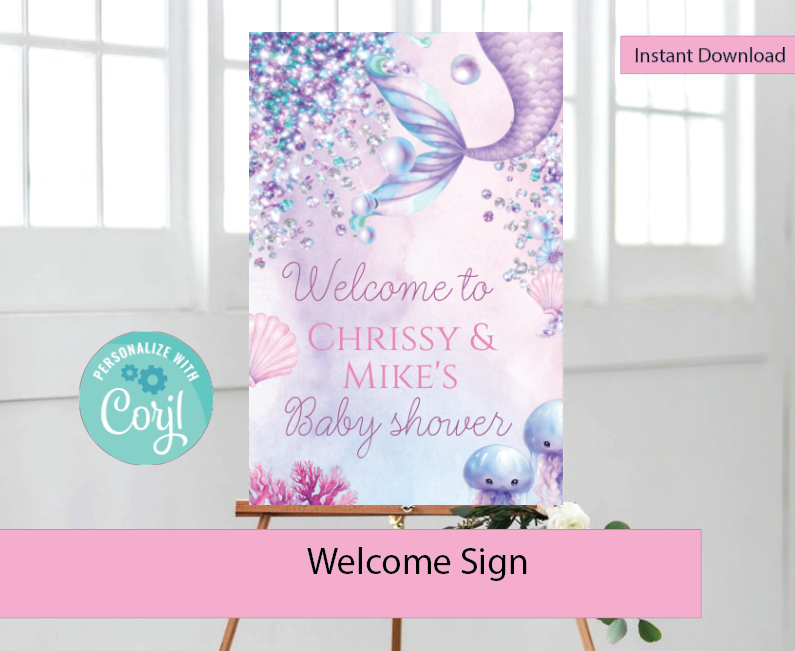 Mermaid-  welcome sign-- INSTANT DOWNLOAD