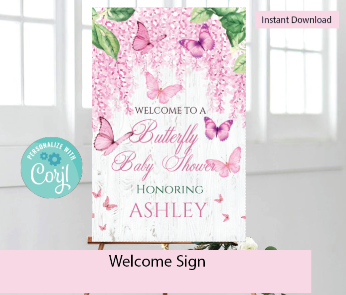 Butterfly -Garden-  Welcome sign- - INSTANT DOWNLOAD