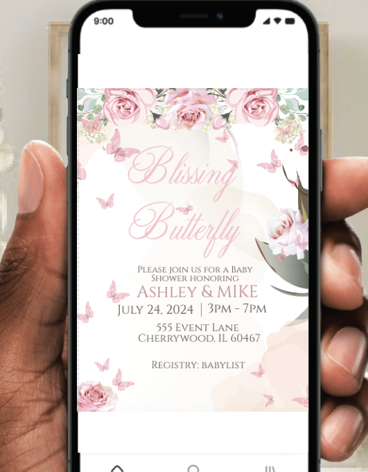 Butterfly Blissing-  Invitation- - INSTANT DOWNLOAD